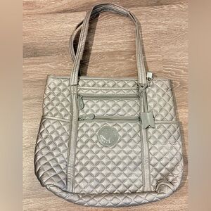 DD Bird The Gray Nylon Nash quilted tote bag in gray.
